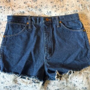 Wrangler Blue Frayed Jean Shorts